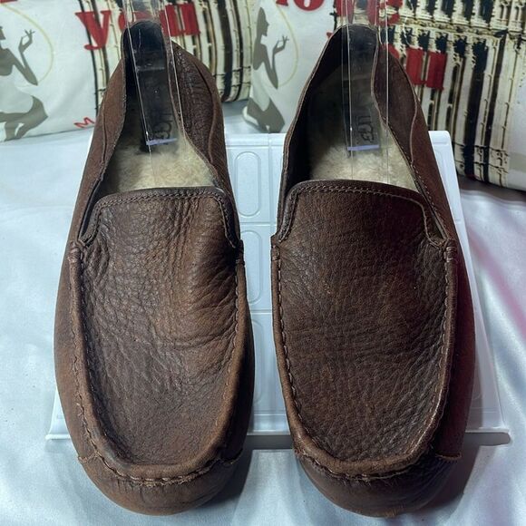 Ugg Stout‎ Brown Hunley, Loafers & Slip-Ons MEN\'S leather moccasins-11/USA main image 5